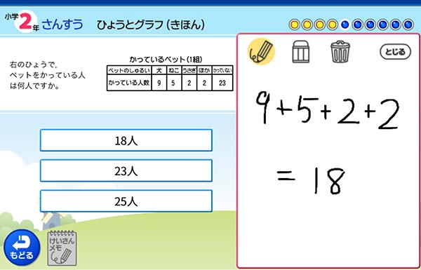 タブレット学習 2年　算数「ひょうとグラフ」