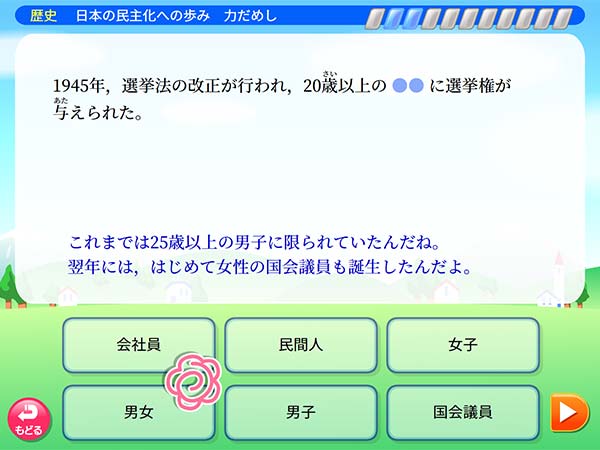 中学1,2年　歴史「日本の民主化への歩み」