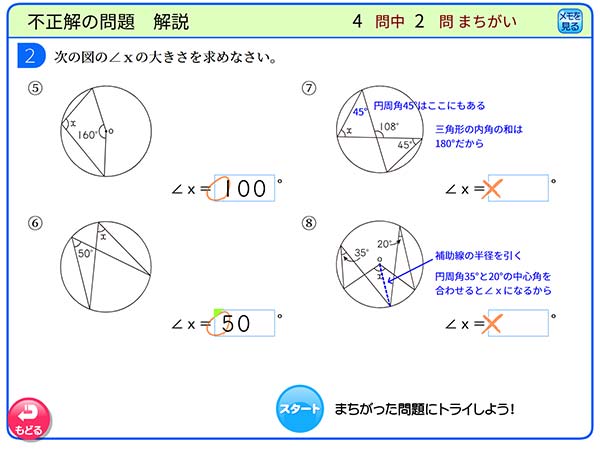 タブレット学習 中学3年　数学「円周角の定理」